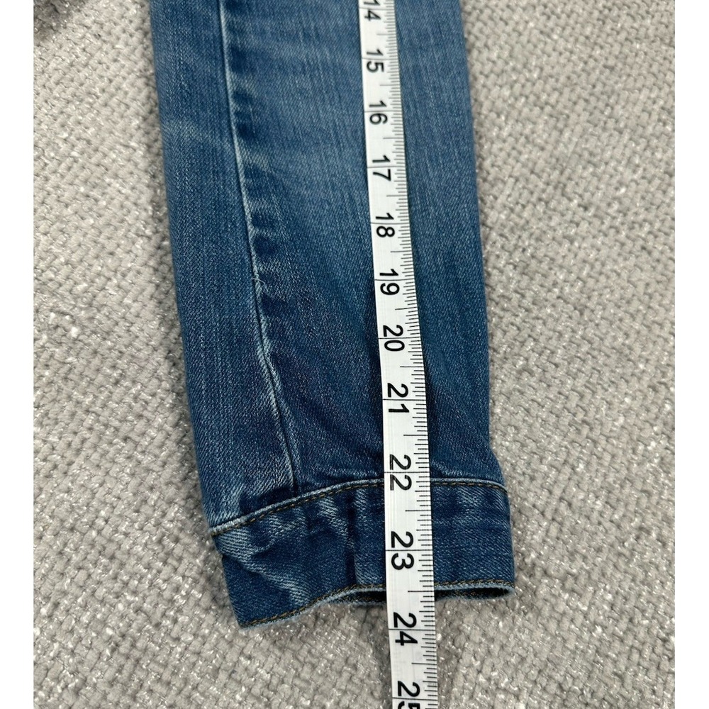 J Crew Denim Jacket Womens 4 Blue Bowery Distressed Jean Cropped Faded Preppy - Picture 10 of 13